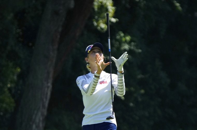 Nelly Korda survives a struggle, keeps lead in Olympic golf